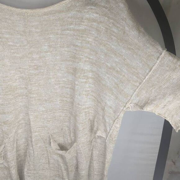 Free People Light Bright Oversized Linen Lagenlook Short Sleeve Sweater Tunic XS - Picture 13 of 15